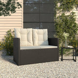 Garden Bench Deck Bench Patio Bench with Cushions Black 41.3" Poly Rattan - Photo 1