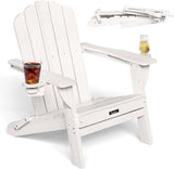 Folding Adirondack Chair, HDPE Adirondack Chair with 2 Cup Holders, Pre-Assembled Outdoor Fire Pit Chairs for Patio - Photo 1