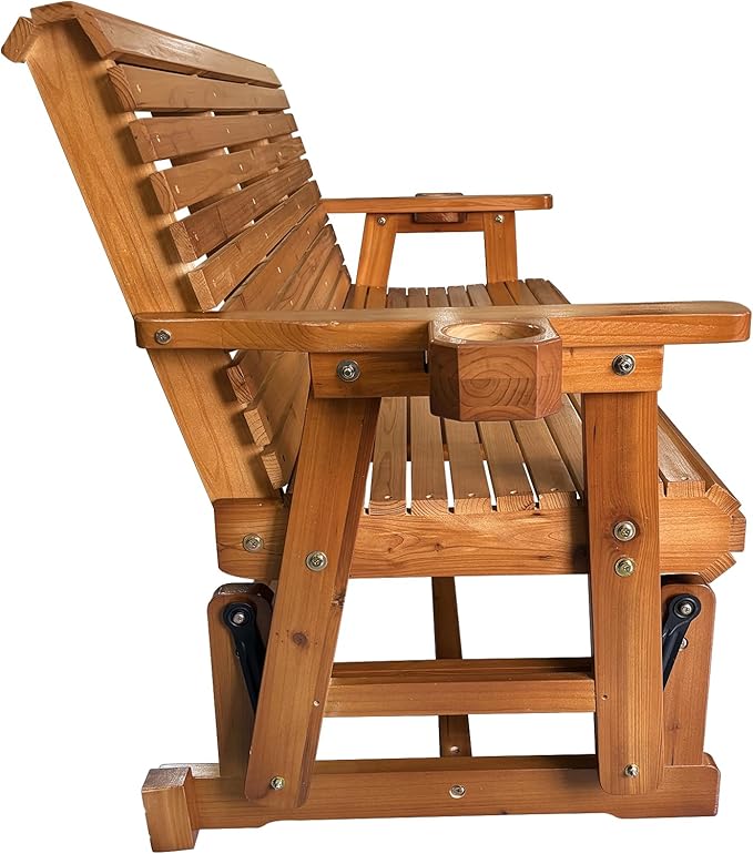Fortune Candy Patio Glider with Cup Holders, High Roll Back and Deep Contoured Seat, 3-Seater, Heavy Duty 800 Lb - Photo 8