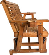 Fortune Candy Patio Glider with Cup Holders, High Roll Back and Deep Contoured Seat, 3-Seater, Heavy Duty 800 Lb - Photo 8