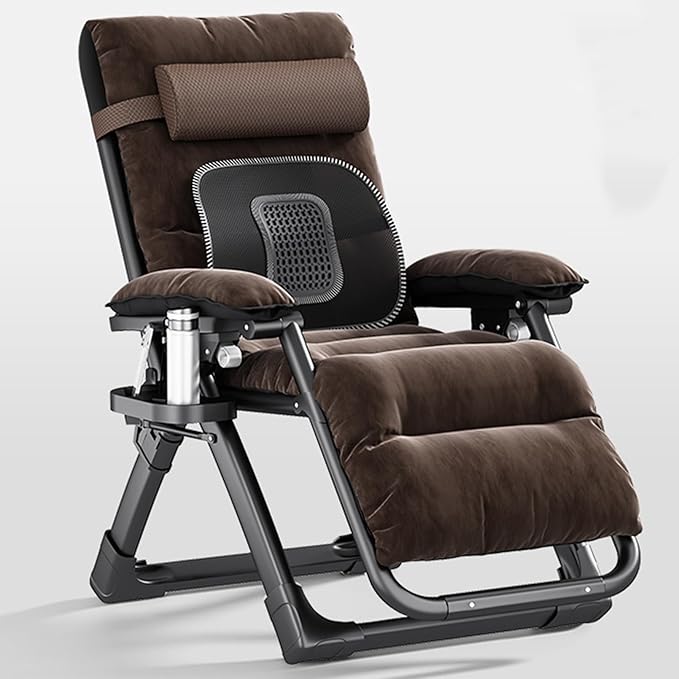 Generic Adjustable Steel Mesh Lounge Chair Beach Chairs w/Removable Cushion, Upgraded Lock and Cup Holder - Photo 1