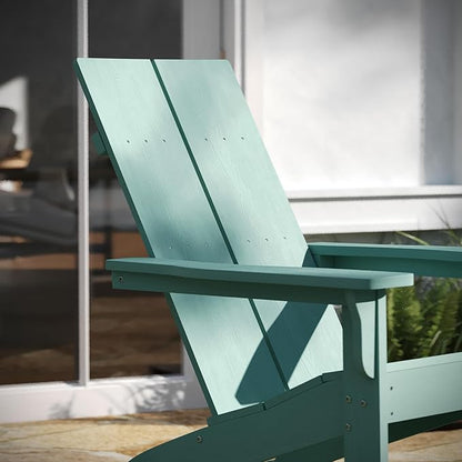 Taylor & Logan Ebbe Modern All-Weather 2-Slat Poly Resin Adirondack Chair in Sea Foam - Set of2