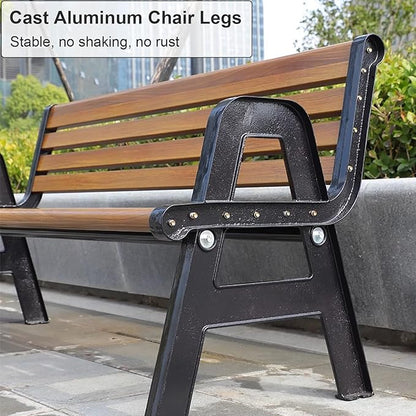 Metal Garden Bench with Backrest and Armrests, Weatherproof Outdoor Seating, Load Capacity 1100lbs for Garden, Porch, Backyard, and Park