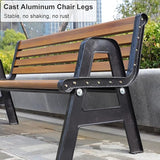 Metal Garden Bench with Backrest and Armrests, Weatherproof Outdoor Seating, Load Capacity 1100lbs for Garden, Porch - Photo 6
