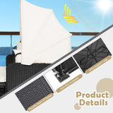 Tangkula Patio Rattan Daybed with Retractable Canopy, Outdoor Wicker Sunbed Lounger with 2 Foldable Side Tables - Photo 8