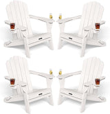Adirondack Chairs Set of 4, Patio Chair, HDPE Fire Pit Chairs, Plastic Adirondack Chairs with 2 Cup Holder - Photo 3