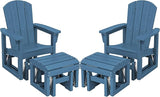SERWALL Outdoor Glider Chair Set of 2 with Ottoman, HDPE Wood-Like Patio Glider Set All-Weather Porch Glider for Outside - Photo 1
