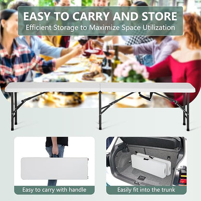 PayLessHere Portable 6 FT Plastic Folding Bench for Outdoor Use, Complete with Carrying Handle for Picnics Camping Dining Parties (1)