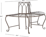 SAFAVIEH Outdoor Furniture Collection – Abia Rustic Brown Wrought Iron 50-Inch Curved Tree Bench - Photo 3