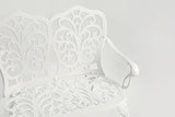 Patio Garden Bench Metal Park Bench Cast Aluminum Outdoor Furniture with Floral Rose for Patio,Park,Lawn,Yard White - Photo 9