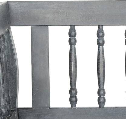 SAFAVIEH Outdoor Patio Furniture Collection – Brentwood Grey Distressed Acacia Wood Bench with Silver Accents, Classic Outdoor Seating for Porch or Garden (PAT6732B)