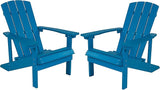 Flash Furniture Charlestown Poly Resin Adirondack Chair - Blue - All Weather - Indoor/Outdoor - Set of 2 - Photo 1