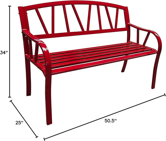 Gardener Select® 4-Foot Contemporary Metal Outdoor Patio Garden Bench, Red