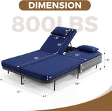 NICESOUL Double Chaise Lounge Outdoor, 51.2" Wide 2-Person Daybed with Independent Recline - Photo 2