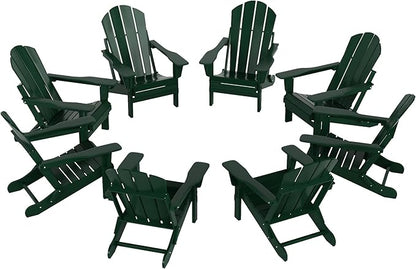 WO WESTIN OUTDOOR HDPE Laguna Outdoor Folding Poly Adirondack Chair (Set of 8),Dark Green