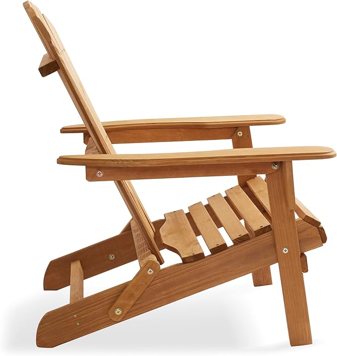 Casafield Folding Adirondack Chair, Cedar Wood Outdoor Fire Pit Lounge Chairs for Patio, Deck, Yard - Photo 5