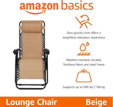 Amazon Basics Outdoor Patio Zero Gravity Folding Reclining Lounge Chair with Padded Headrest Pillow - Photo 3