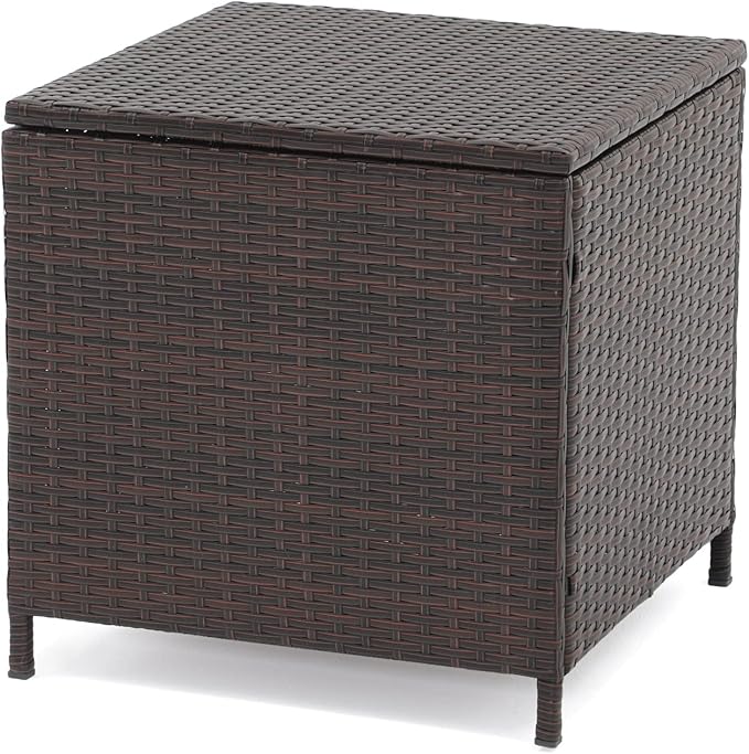 Verano Garden Outdoor Wicker Side Table, Small Storage Rattan Wicker End Table - Photo 9