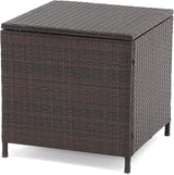 Verano Garden Outdoor Wicker Side Table, Small Storage Rattan Wicker End Table - Photo 9