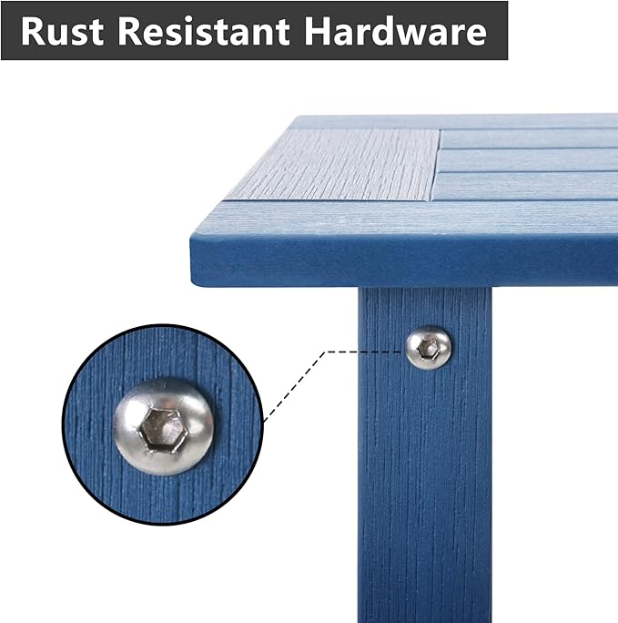 Double Adirondack Outdoor Side Table Weather Resistant, Outdoor Rectangular Patio End Table for Adirondack Chair - Photo 5