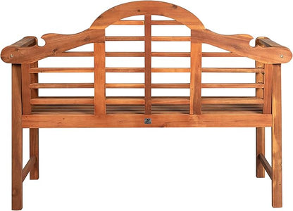 Eyely HNB103A Lucy 51.2" 3-Seat Arched 600-Lbs Support Acacia Wood Outdoor Garden Patio Bench for Garden, Lawn, Backyard, Pool, Deck, Beach, Firepit, Teak