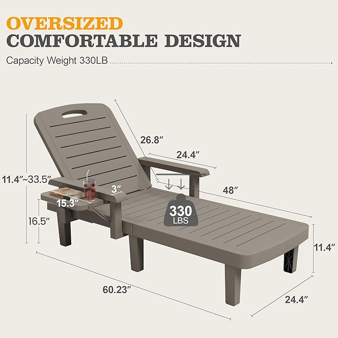 UDPATIO Outdoor Lounge Chair Set of 2 with Arms - Photo 3