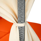 Patio Chaise Lounge, Gray PE Rattan Outdoor Patio Wicker Sunbed Daybed with Adjustable Seats, Four-sided Canopy - Photo 7