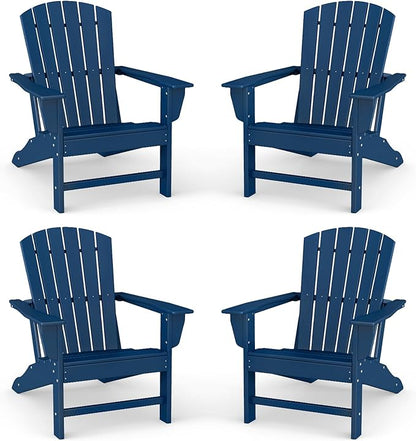 BRIOPAWS Adirondack-Chairs-Set of 4 | Fire Pit Chair | Oversized | HDPE Plastic | Weather Resistant | for Deck Outdoor Poolside Campfire | Blue