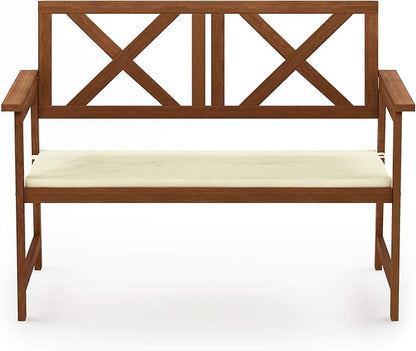 Furinno FG18113C Tioman Hardwood Outdoor Patio Furniture X-Back Bench Bench in Teak Oil, 1, Natural