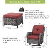 Rilyson Wicker Patio Furniture Set - 4 Piece Rattan Outdoor Sectional Conversation Sets with 2 Swivel Rocking Chairs - Photo 2
