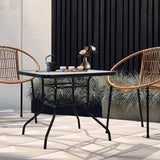 32" Square Outdoor Dining Table - Tempered Glass Top with Umbrella Hole - Photo 2