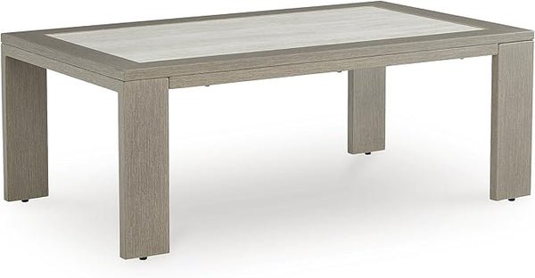 Signature Design by Ashley Kimpton Isle Contemporary Outdoor Fade and Rust Resistant Coffee Table with Stone Tabletop - Photo 1