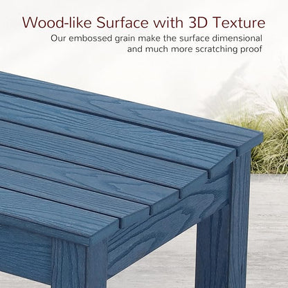 Stoog Outdoor Bench, 2-Person Patio Dining Bench, Waterproof Garden Bench, Never Rot or Fade, for Porch, Garden, Deck, and Entryway, Blue