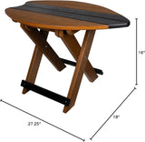 Amish-Made Surfboard Shaped Mahogany and Black Poly Folding Side Table - Photo 3