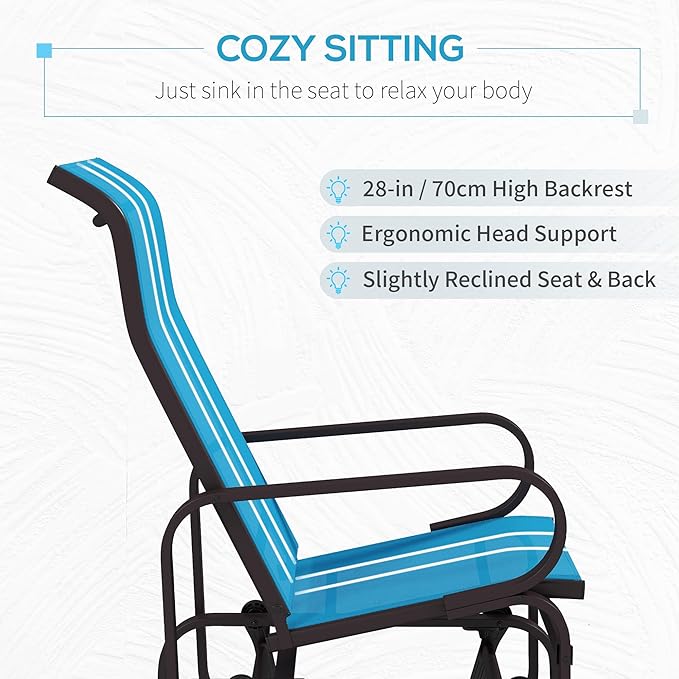 Outsunny Outdoor Glider Chair, Gliders for Outside Patio with Smooth Gliding Mechanism and Lightweight Construction for - Photo 5