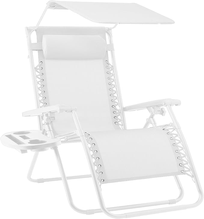Best Choice Products Folding Zero Gravity Outdoor Recliner Patio Lounge Chair w/Adjustable Canopy Shade, Headrest - Photo 1