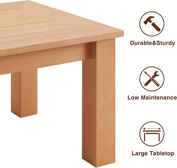 Outdoor Coffee Table Rectangle, 𝟰𝟳" Poly Lumber Patio Coffee Tables for Outside - Photo 5