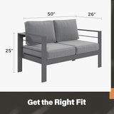 Solaste Outdoor Loveseat Aluminum Patio Furniture Sofa, All-Weather Metal Outdoor Couch with Cushions,Dark Grey - Photo 5