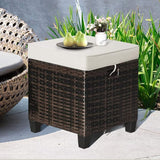 Tangkula 2 Pieces Outdoor Patio Ottoman, All Weather Rattan Wicker Ottoman Seat, Patio Rattan Furniture - Photo 5