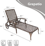 Grepatio Lounge Chairs for Outdoor, Patio Lounge Chaise Cast Aluminum Chairs with Cushion - Photo 3