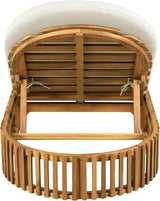 Merax Acacia Wood Chaise Lounge Set of 4 with Curved Cushion, Outdoor Sun Lounger for Patio, Poolside and Garden - Photo 7