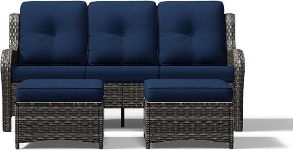 Joyside Outdoor Patio Couch Set, Outdoor Wicker Sofa with High Back, Deep Seating, Wide Armrest, Thickened Cushions - Photo 1