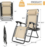 Magshion Zero Gravity Lounge Chair, Adjustable Folding Recliner with Cup Holder Side Tray & Removable Headrest Pillow - Photo 3