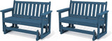 SERWALL Outdoor Glider Bench Set of 2, HDPE Weather-Resistant Swinging Bench for Backyard Garden Porch, Deep Navy - Photo 1