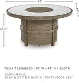 Signature Design by Ashley Rainier Ranch Contemporary Sintered Stone Tabletop Outdoor Fire Pit Table with Pedestal Base - Photo 3
