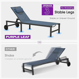 PURPLE LEAF Outdoor Tanning Lounge Chair Set with Face Hole Aluminum Adjustable Chairs Wheels Pillows and Table for - Photo 6