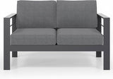 Solaste Outdoor Loveseat Aluminum Patio Furniture Sofa, All-Weather Metal Outdoor Couch with Cushions,Dark Grey - Photo 7