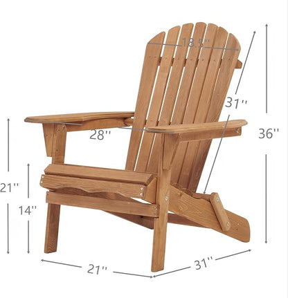 Premium Solid Wood Folding Adirondack Patio Chair Set for Outdoor Relaxation in Garden, Backyard, Porch and Poolside Lounging Comfort