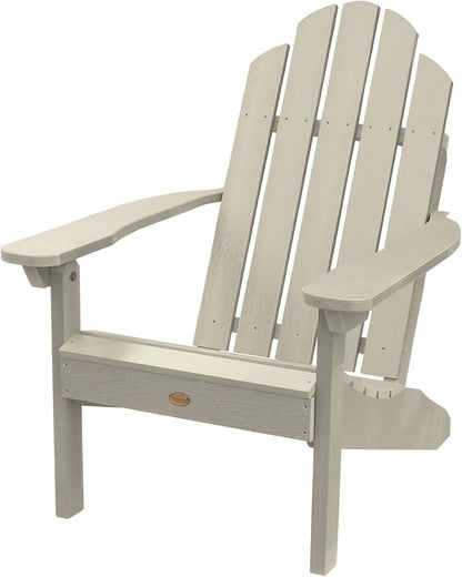 Highwood AD-KITCLAS4-WAE Classic Wesport Adirondack Chair with Ottoman and Cup Holder, Whitewash