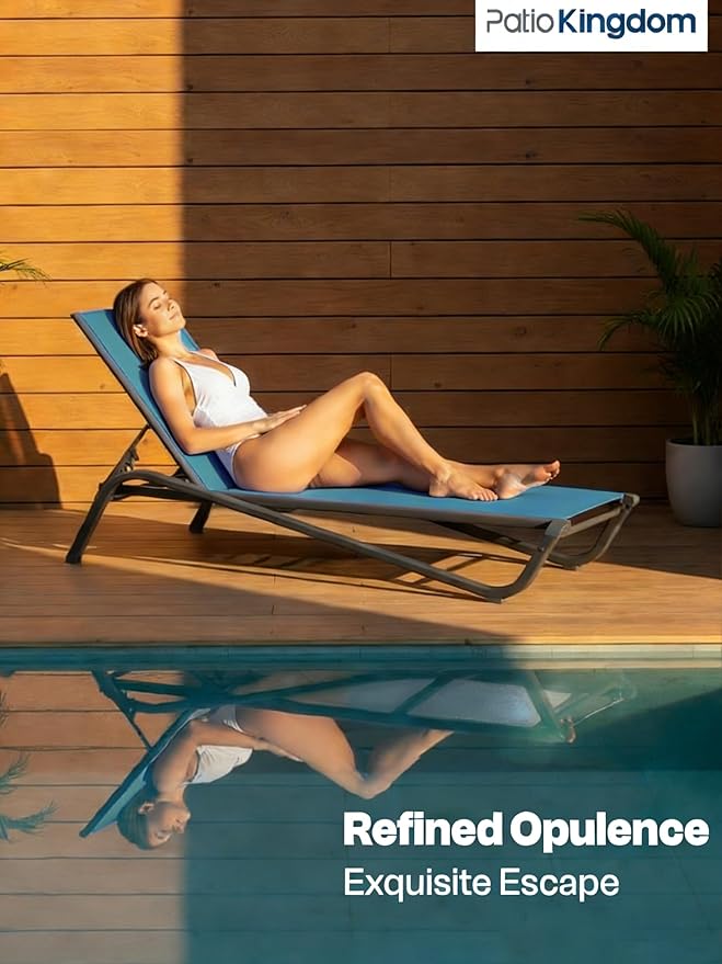 Lounge Chair Outdoor, Aluminum Chaise Lounge Outdoor, Lightweight Lounge Chairs for Outside with 5 Adjustable Backrest - Photo 2